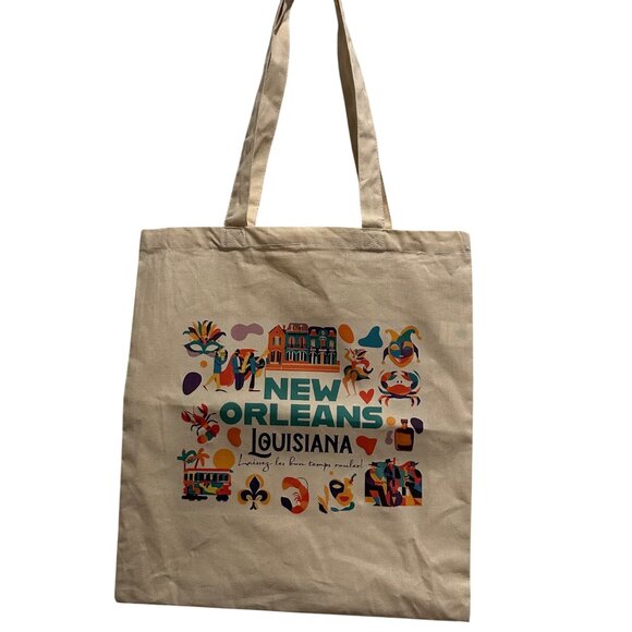 New Orleans Louisiana Canvas Tote Bag Mardi Gras NOLA Travel Souvenir Reusable - Picture 4 of 12